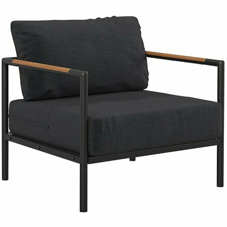 FLASH FURNITURE Indoor / Outdoor Teak Accented Charcoal Patio Chair 354GM2271SHG